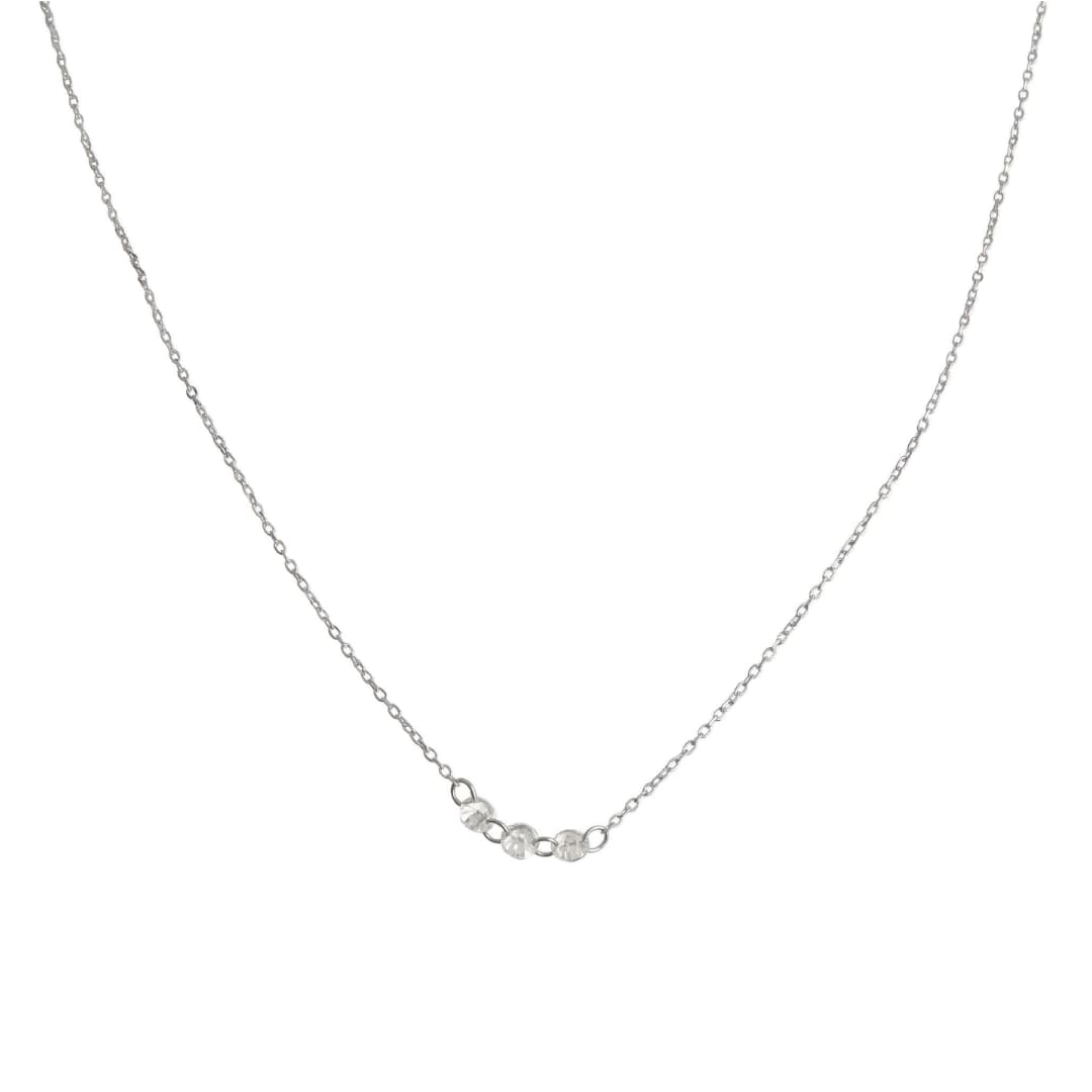 Collar de Plata Minimalista con Cristales, Acabado en Rodio