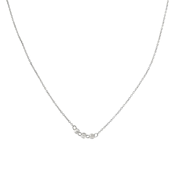 Collar de Plata Minimalista con Cristales, Acabado en Rodio