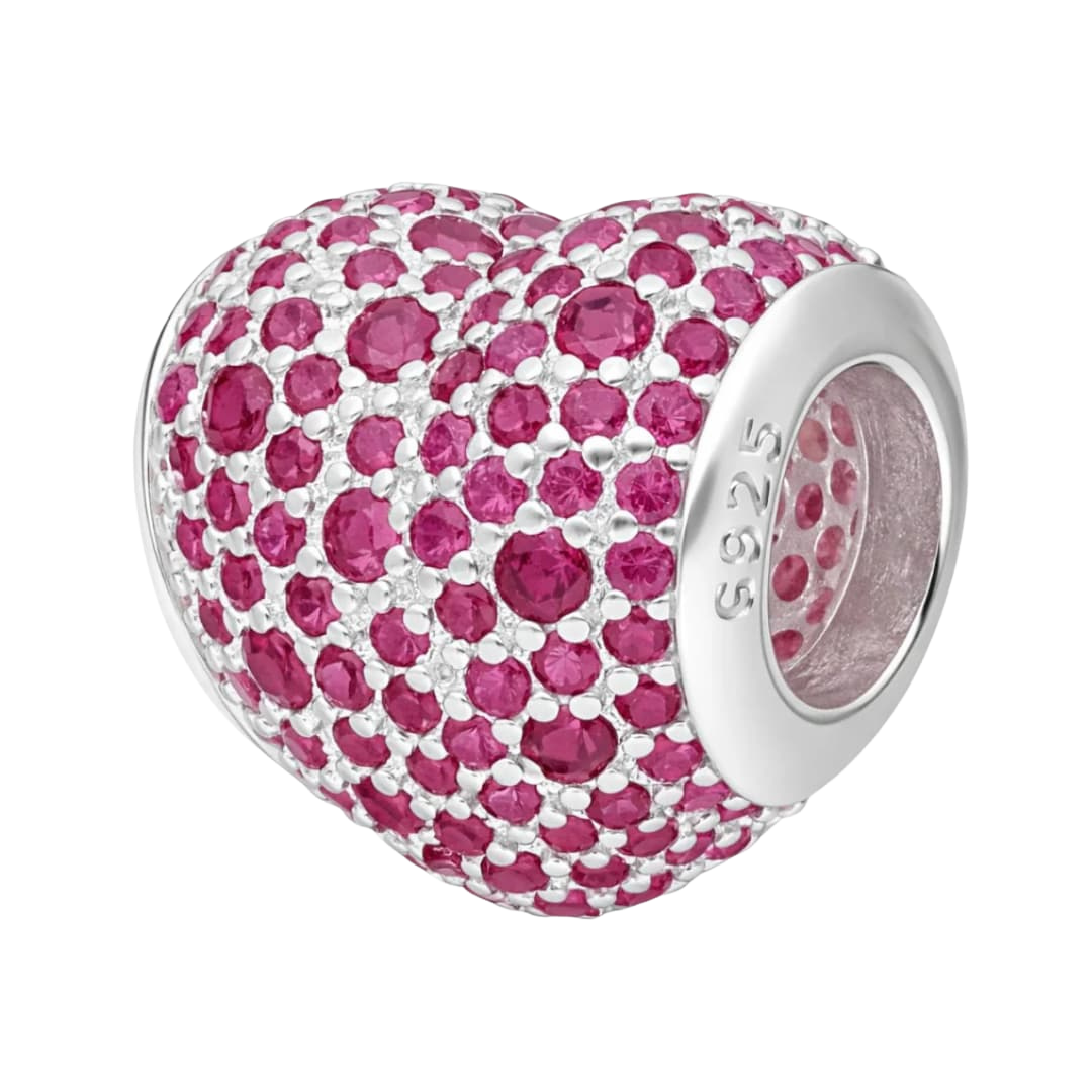 Charm Corazón Rosado Brillante