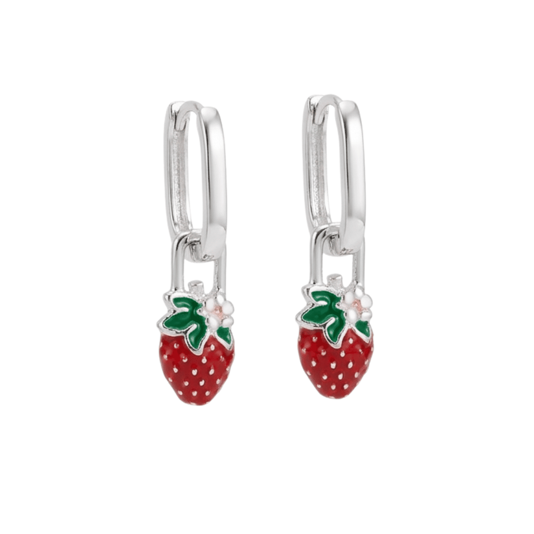 Par de Aros Frutilla Plata 925