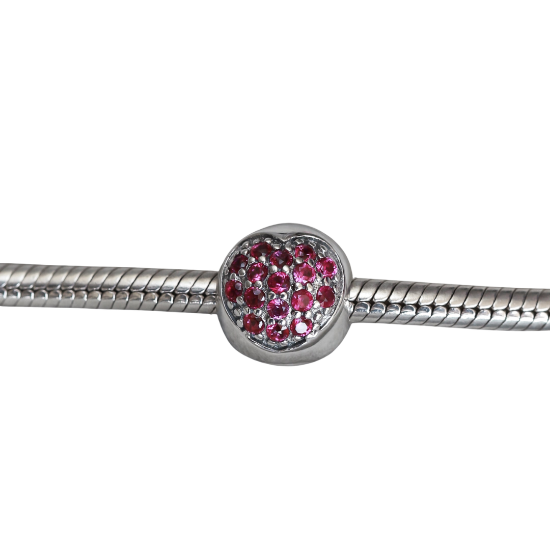 Clip Corazón Brillos Fucsia