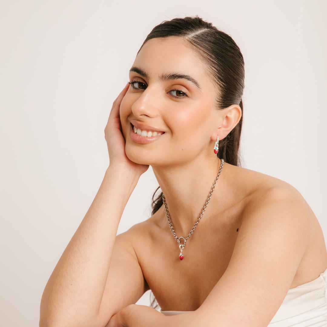 Par de Aros Frutilla Plata 925