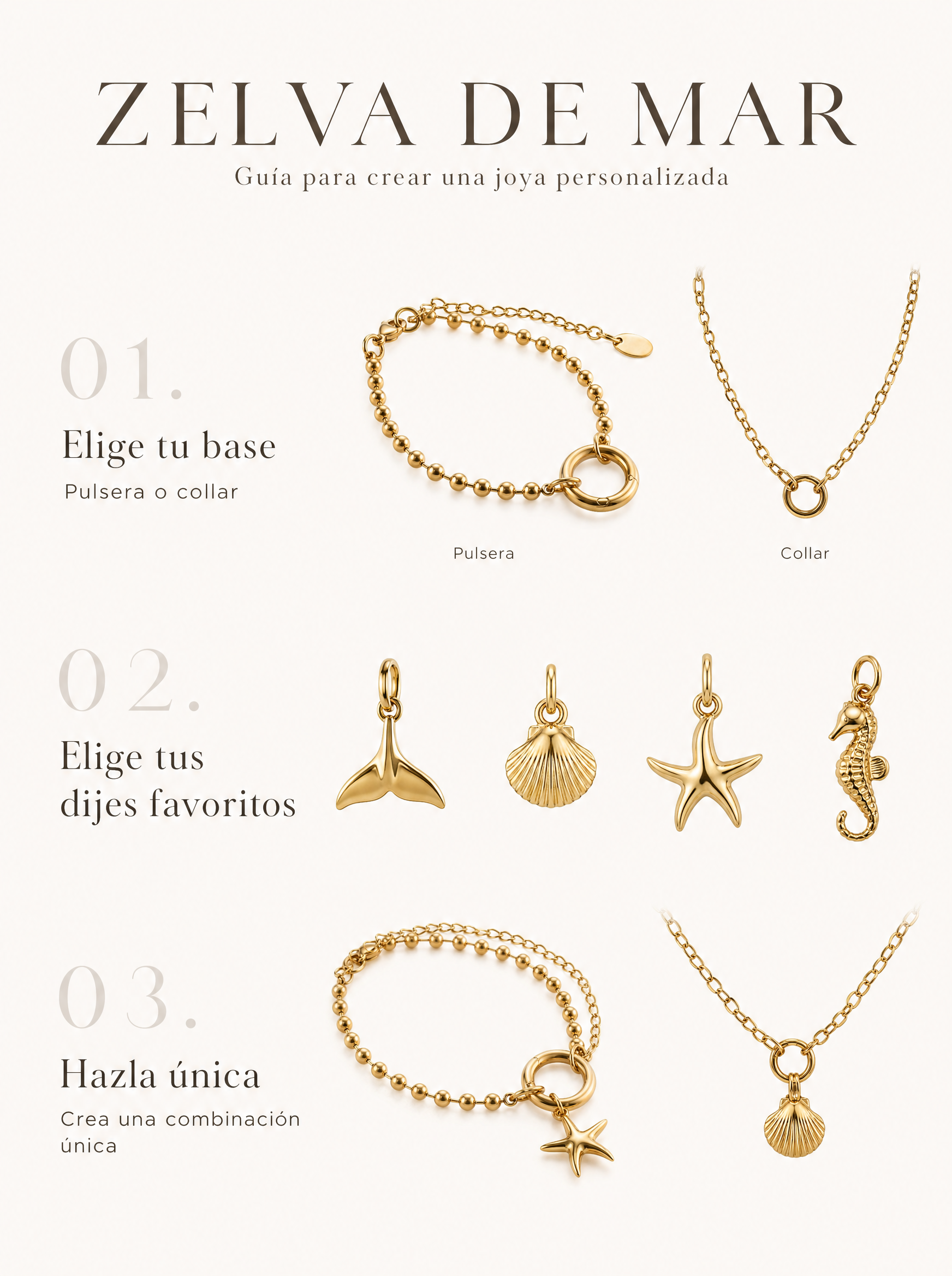 Pulsera de Esferas para Charms Bañada en Oro