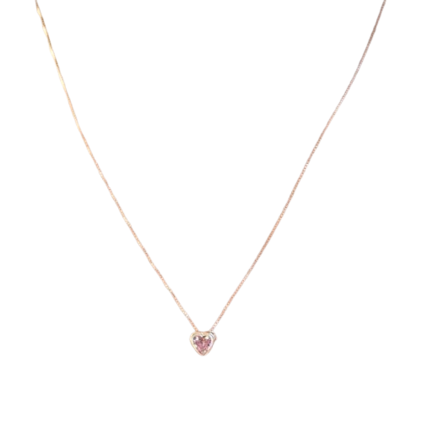 Collar de Plata de Corazón Rosa