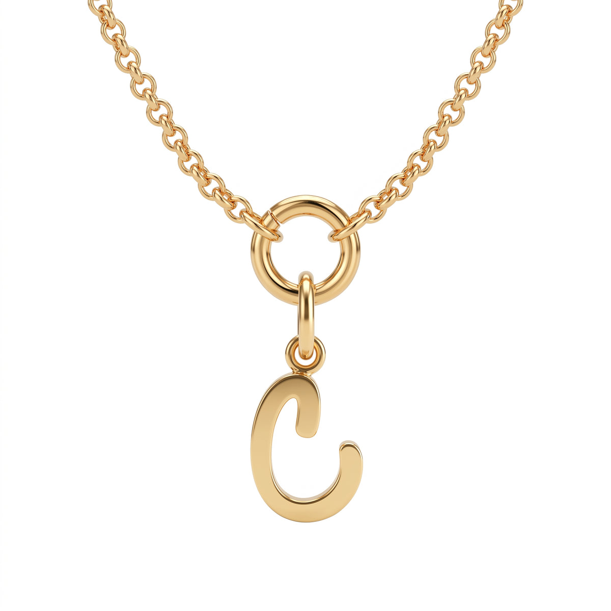 Cadena Rolo con Charm Letra Inicial