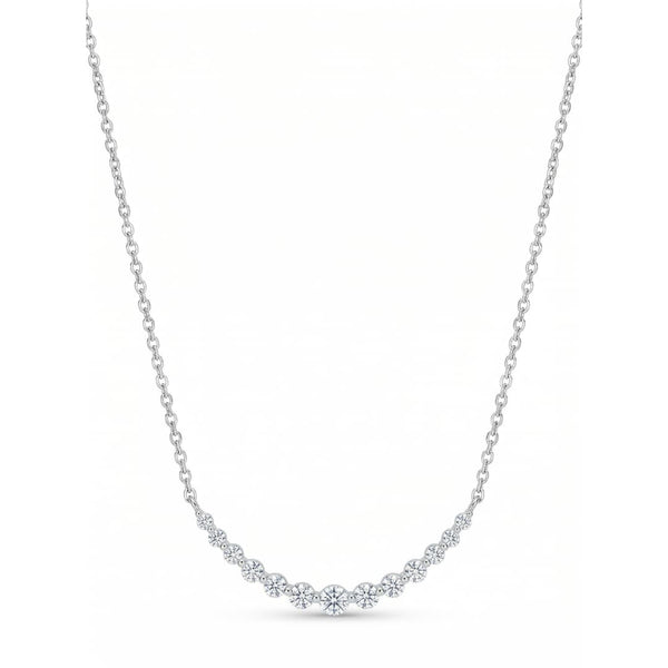 Collar de Circones Plateado Elegante, Acabado en Rodio