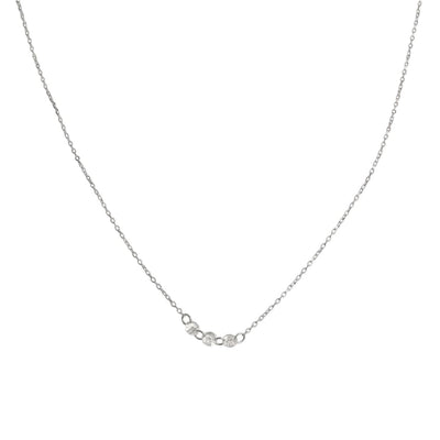 Collar de Plata Minimalista con Cristales, Acabado en Rodio