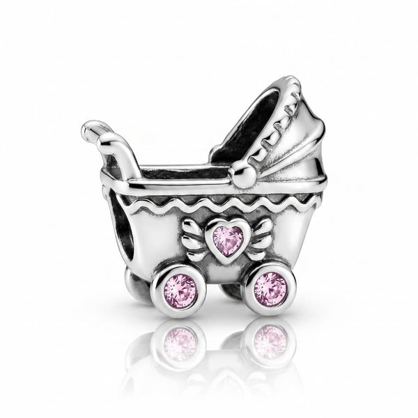Charm Coche de Bebé Piedras Rosa