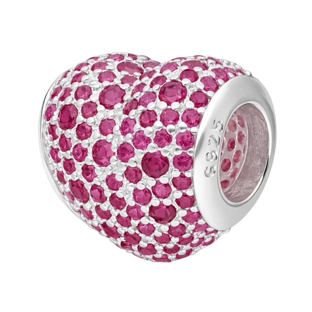 Charm Corazón Rosado Brillante