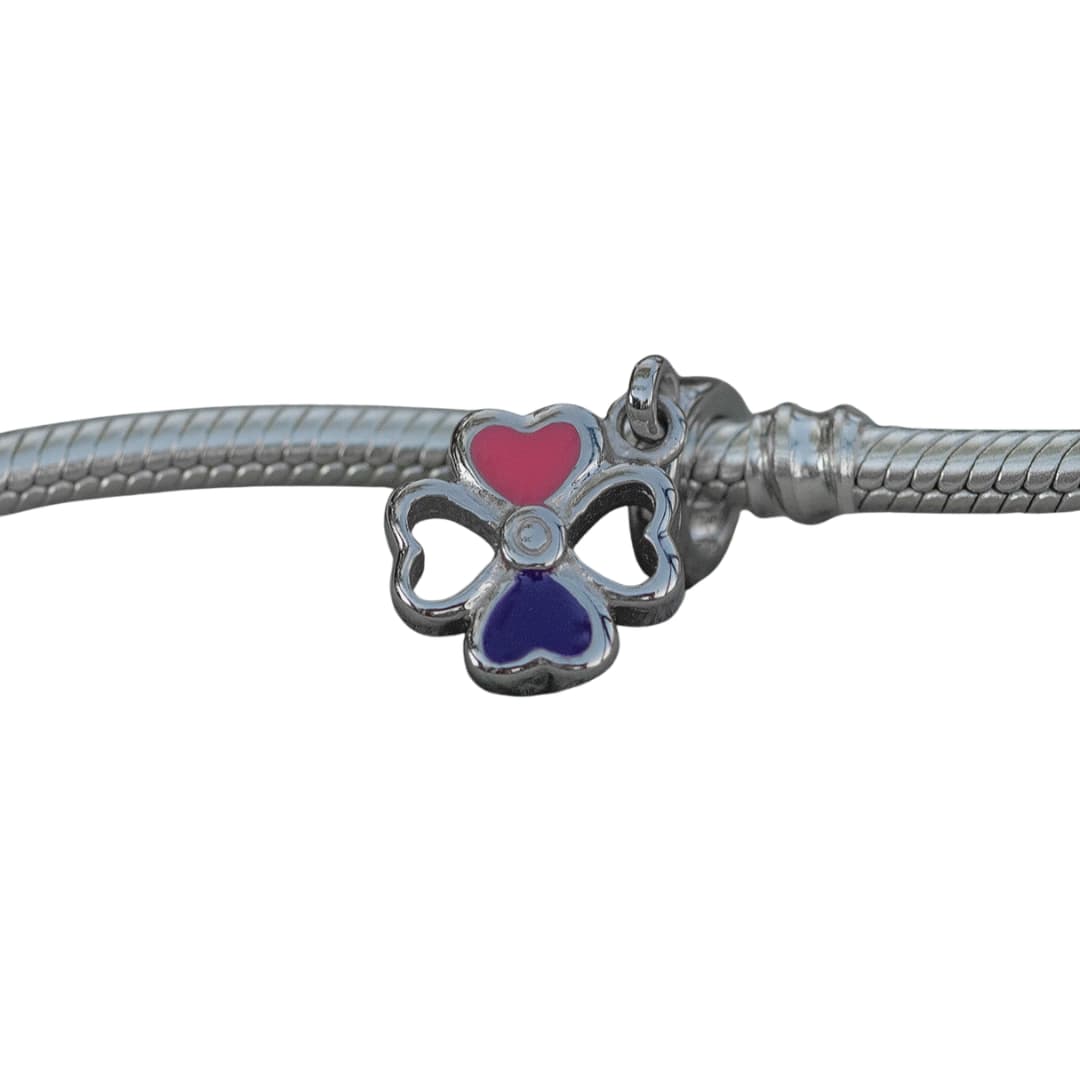 Charm Trébol Rosa y Morado