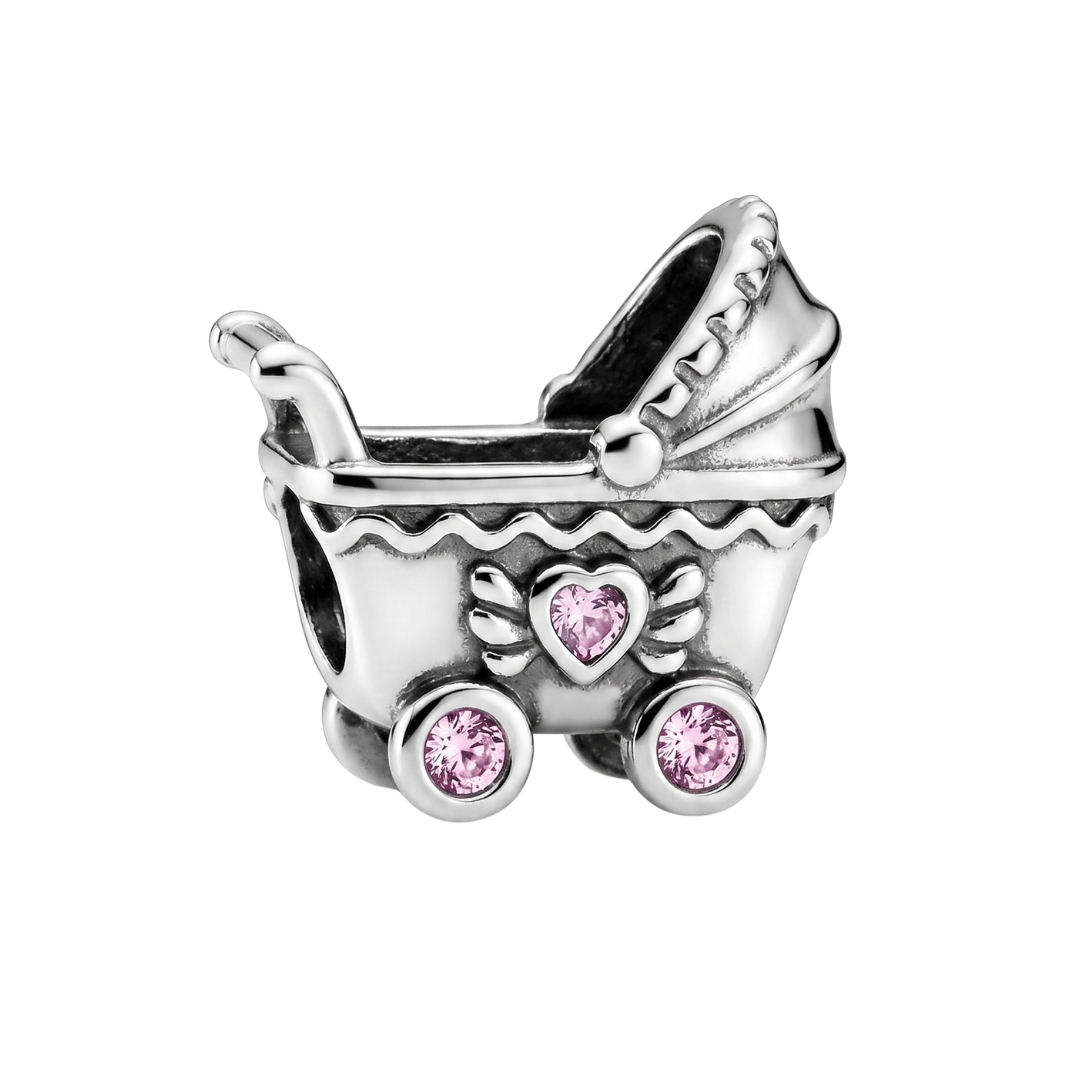 Charm Coche de Bebé Piedras Rosa