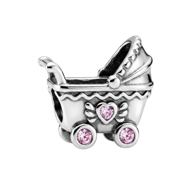 Charm Coche de Bebé Piedras Rosa