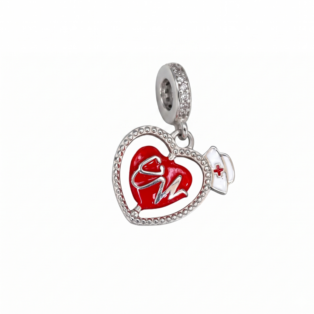 Charm Corazón Enfermera Colgante Rojo