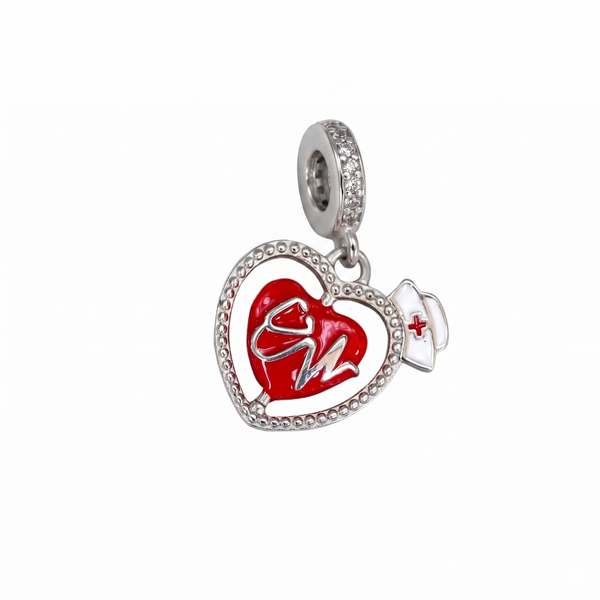 Charm Corazón Enfermera Colgante Rojo