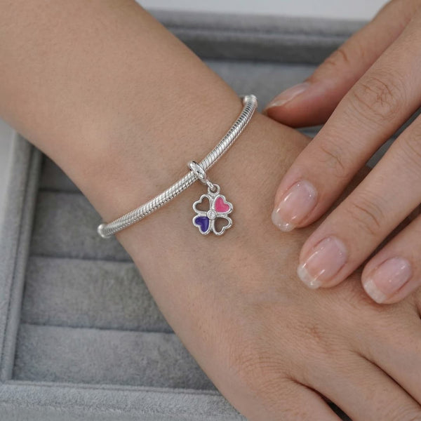 Charm Trébol Rosa y Morado de la Suerte