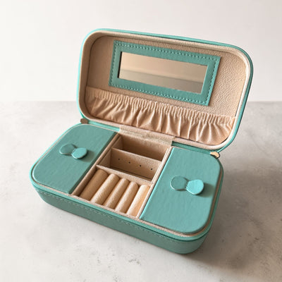 Joyero Organizador con Espejo Verde Agua 🩵