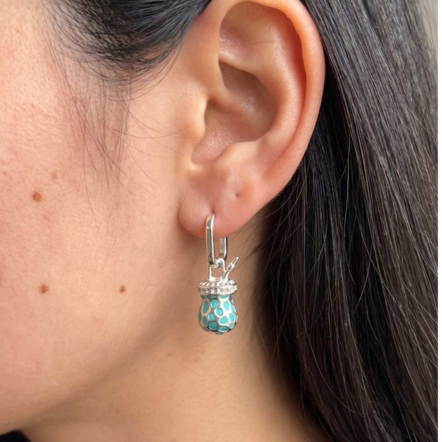 Par de Pendientes Mate Animal Print Turquesa