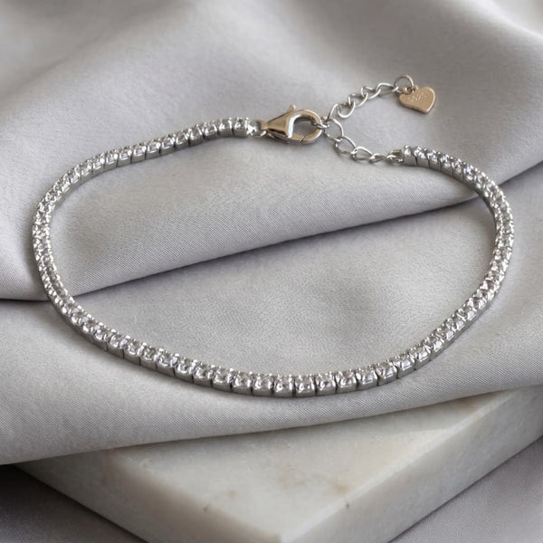 Pulsera Tenis Plata 925 Bañada en Rodio