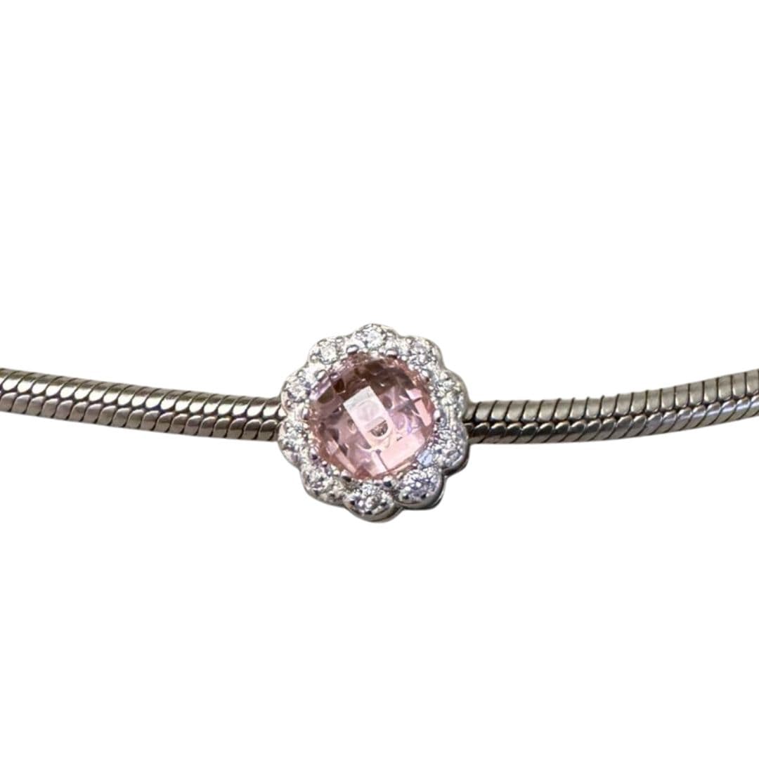 Charm Separador Plata 925 con Cristal Rosa Swarovski