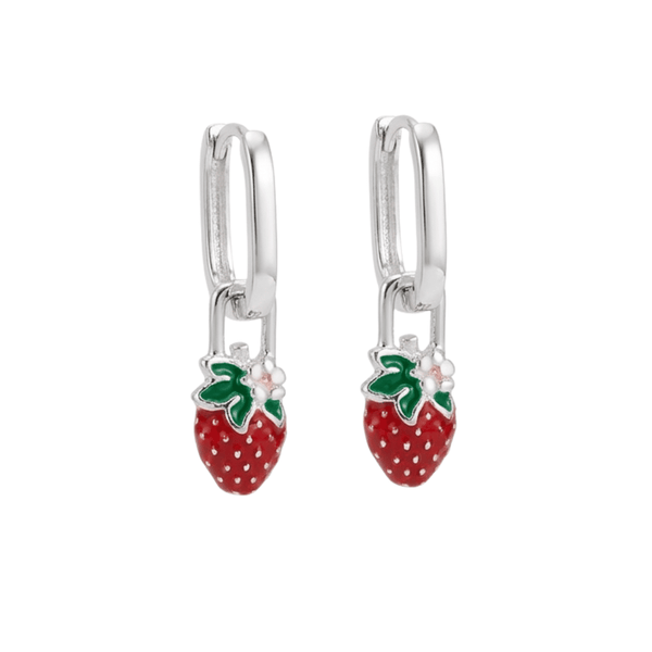 Par de Aros Frutilla Plata 925