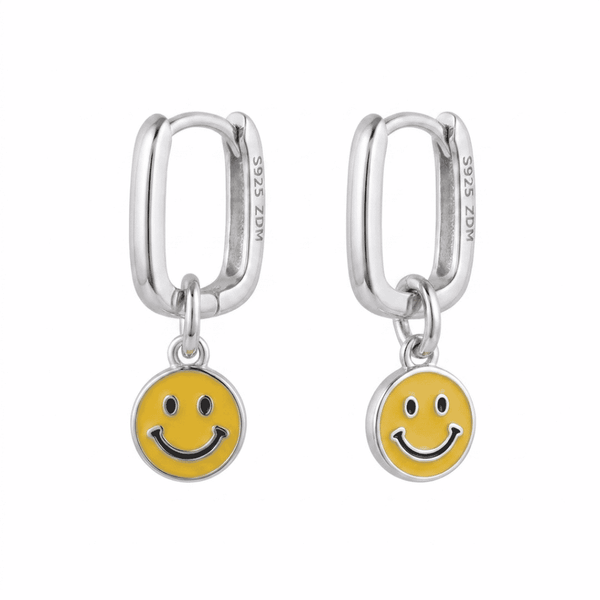 Par de Aros Happy Face Plata 925