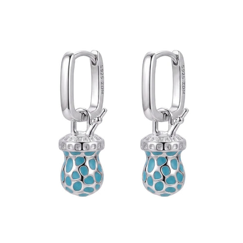 Par de Pendientes Mate Animal Print Turquesa