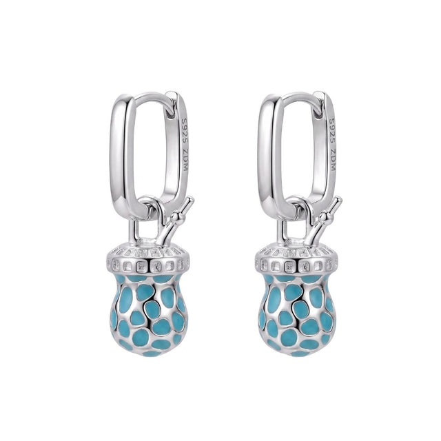Par de Pendientes Mate Animal Print Turquesa